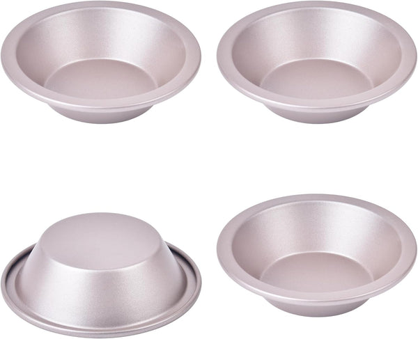 5-Inch Mini Pie Pan Set, Non-Stick Round Bakeware for Oven and Instant Pot, 4-Piece (Champagne Gold)