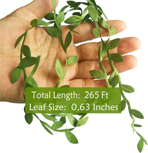 Naidiler 265 Ft Leaf Ribbon, Artificial Vines String Trim for Baby Shower, Wedding, Home Wreaths & DIY Craft