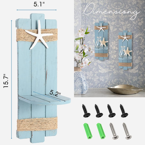 Set 2 SOMTO Beach Starfish Wall Candle Sconces Decor,Ocean Themed Wall-Mount Candle Holders, Coastal Farmhouse Nautical