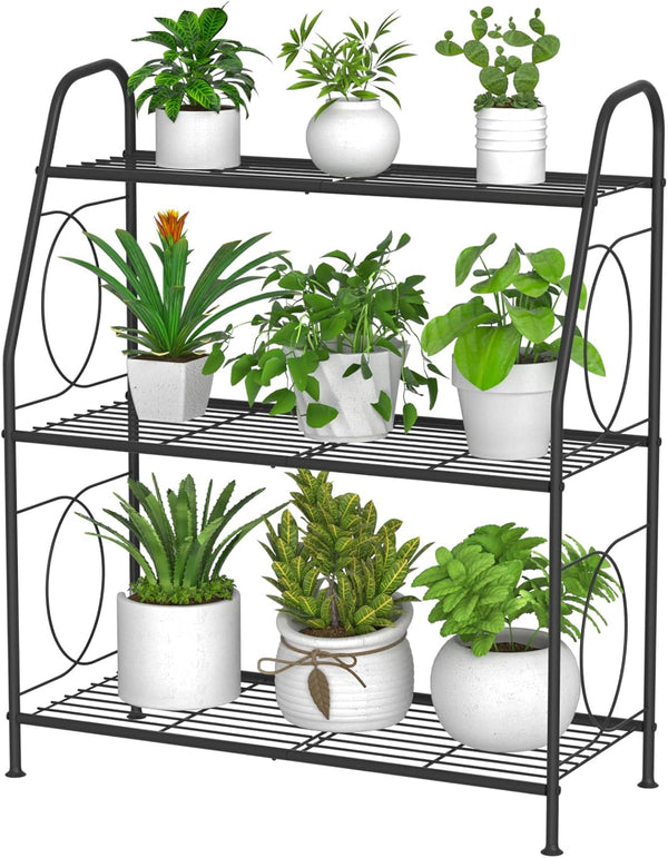 VyGrow Plant Stand, 3 Tier Plant Shelf for Indoor Outdoor, Heavy Duty