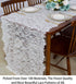 ShinyBeauty 30x120-Inch White Lace Table Runner, Vintage Lace Table Cover, Rustic Floral Embroidered Table Linen