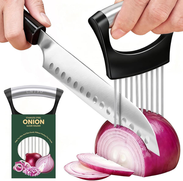 CNTVO Onion Holder for Slicing, Stainless Steel Onion Slicer, Onions Slicer Holder with