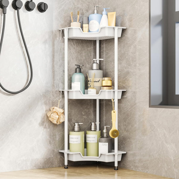 SWTYMIKI Corner Shower Caddy Standing - 3 Tier Floor Standing Shower Organizer