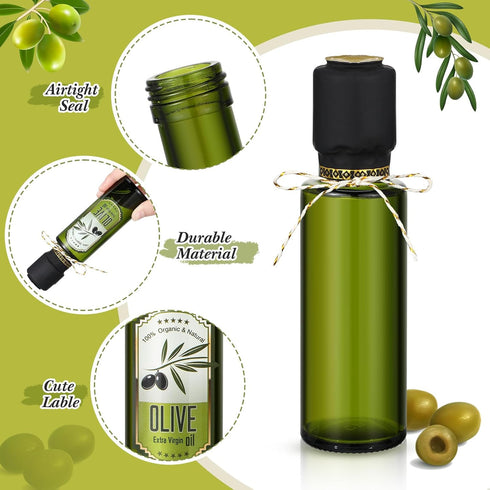 Reallnaive 20 4 oz Pcs Mini Glass Olive Oil Bottles Empty Sauce Condiment Bottles with Dropper Inserts and Sticker