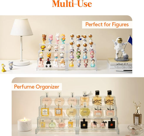 Lifewit 4 Tier Clear Display Risers Stand, Plastic Organizers for Figures, Cupcake, Dessert, Desktop Display
