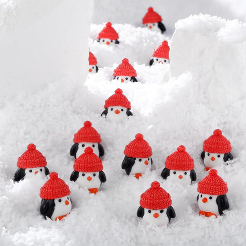 100 Soulchen Pcs Mini Penguin Figurines Small Resin Penguin with Hat Tiny Animal Statue Birthday Decorations