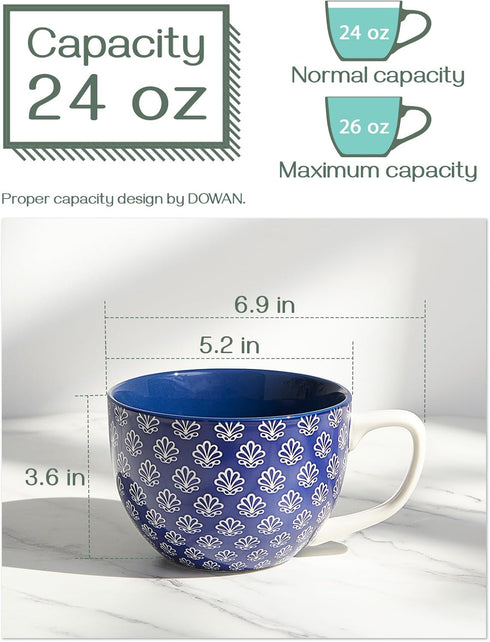 Set 4, 24 oz DOWAN Coffee Mugs of Large Coffee Mugs, Jumbo Soup Mugs With Handles, Ceramic Coffee Cups for Coffee