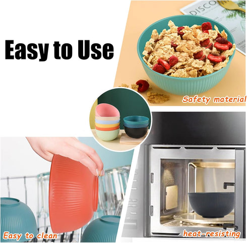 Unbreakable Wheat Straw Bowls Set, 9 Pcs Dinner Bowls, 24 Oz, Dishwasher & Microwave Safe