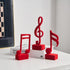 3 FUNTEREST Piece Music Note Sculptures for Shelf Decor Aesthetic Red Velvet Resin Music Note Statue Bookshelf Coffee
