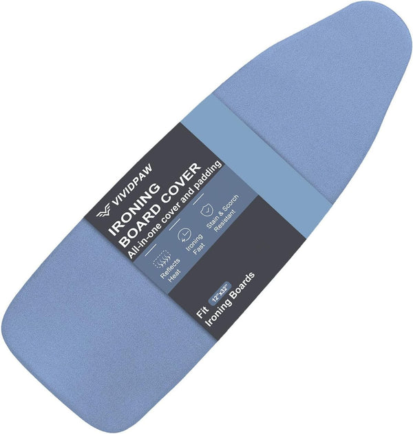 Tabletop Ironing Board Cover and Pad, 12.5 x 32 Inch Heavy Duty Silicone Coated, Elastic Edge, Blue