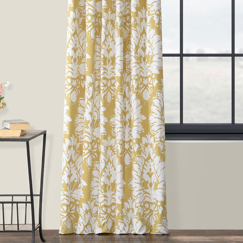 HPD Half Price Drapes Luxury Damask Cotton Curtains, 108 Inches Long, Room Darkening, 50W x 108L, Lacuna Sun Damask