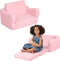 Comfy Toddler Chair, 2-in-1 Toddler Couch Fold Out, Convertible Sherpa Sofa to
