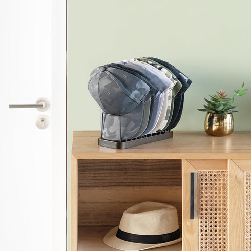 Mkono Hat Organizer for Baseball Caps, Hat Holder for 10 Baseball Caps, Tabletop Hat Rack Stand Hat Storage Display Baseball Cap Organizer for Desk Closet Shelf Dresser