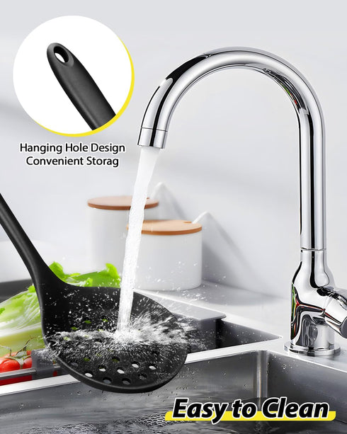 3 Pcs Silicone Kitchen Utensils Set, Nonstick BPA Free High Heat Resistant Cooking Tools for Mixing, Serving