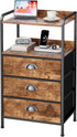 YEYSHAOM Night Stand with 3 Fabric Drawer and Sturdy Metal Frame, Modern Side