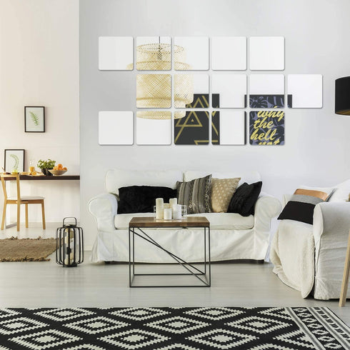 Removable Acrylic Mirror Setting Wall Sticker Decal, DIY Modern Decoration for Home Living Room (15 PCS)