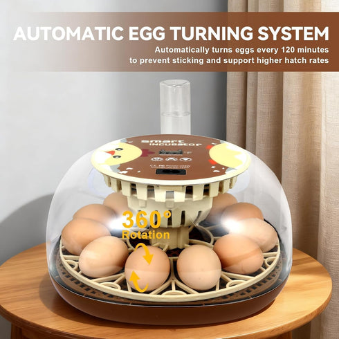 ShellBr8ker 12 Nest I - Egg Incubator for Beginners, Auto Egg Turning, Consistent Humidity with Auto-Refill Water