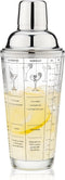 True Glass Cocktail Shaker, 13.5 oz with 7 Classic Recipes and Measurements for Home Bar Accessories