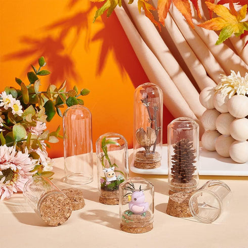PH PandaHall 8pcs Cloche Bell Jar 4 Sizes Glass Display Dome with Cork Base Mini Glass Bottles Dome Decorative Jars Display Case for Flower Storage Home Christmas Party Favor Decoration 17/30/35/40ml by PH PandaHall