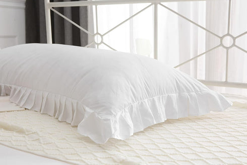 White Body Pillowcase with Ruffles, Cotton Pillow Sham Cover 21"X54" 1pc