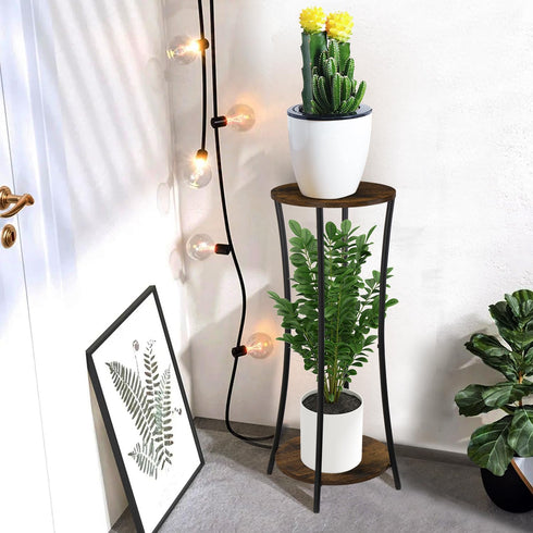 Indoor,2 YINMIT Plant Stand Tier Round Potted Holder Rack,Flower Pot Stand Shelf,Round Supports Rack,Corner Plant Shelf