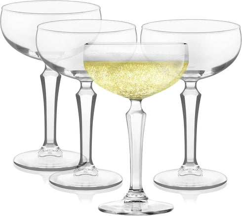 Libbey Vintage Style Capone Coupe Cocktail Glasses Set of 4 - Diamond Cut Martini & Champagne Glasses