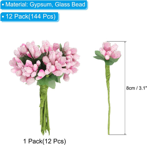 144Pcs PATIKIL Mini Artificial Pip Berry Picks Bunch, Fruit Flower Stamens for Craft DIY Wreaths Wedding Floral