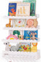 Hommli Nursery Book Shelves, Scalloped Shelves, 4-Pack White Set with 1 Hanging Rod