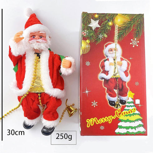 SZTLKHH 2PCS Electric Santa Climbing Rope Decoration - Funny Musical Christmas Tree Ornament, Hanging Doll Toy