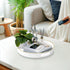 13" MAONAME White Decorative Tray for Coffee Table, Modern Round Serving Tray with Handles, Plastic Tea Trays