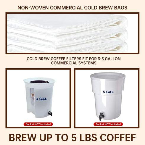50 Pcs Commercial Cold Brew Coffee Filters – 20" x 20" Bags for Cold Brew Coffee Makers, with Drawstring