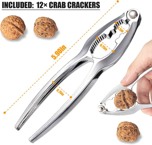 12Pcs Set Sets Crab Crackers and Tool, Nut Crackers for King Crab Legs, Stainless Steel Seafood Tools Cracker Lobster