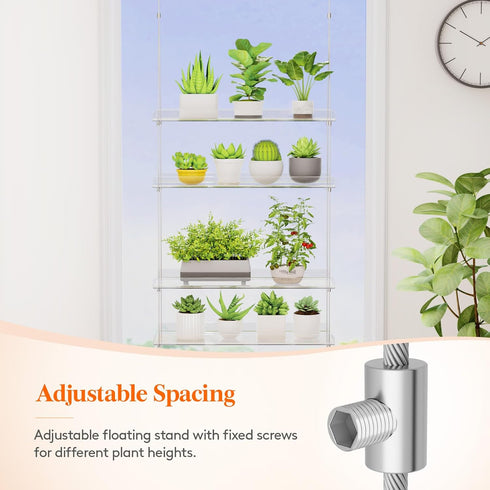 3-Tier 15", 38 15 cm/15x6 Lifewit Window Plant Shelves Acrylic Adjustable Hanging Floating Shelf, Window Sill Extender