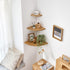 7inch Corner Shelf Wall Mount, Oak Wood Floating Corner Shelf Round End Small Corner Nightstand Plant Shelf Wall Mount