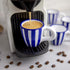 City to Cottage Handcrafted Navy Blue Stripe Ceramic Espresso Cups - Set of 4 for Espresso Machine