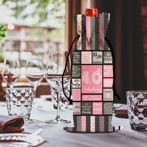 Funny Wine Bag for 40th Birthday Gifts, Happy Anniversary Party Decorations, 40 Year Old Gifts for Men Women