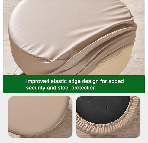 Set 2, 12-15 Inch FUANGUI Bar Stool Covers Round of Waterproof PU Bar Stool Seat Covers with Elastic Bands,Bar Stool