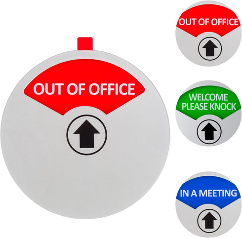 Kichwit Office Door Sign, In a Meeting, Out of Office, Welcome Please Knock, Privacy Sign, 5 Inch, Silver