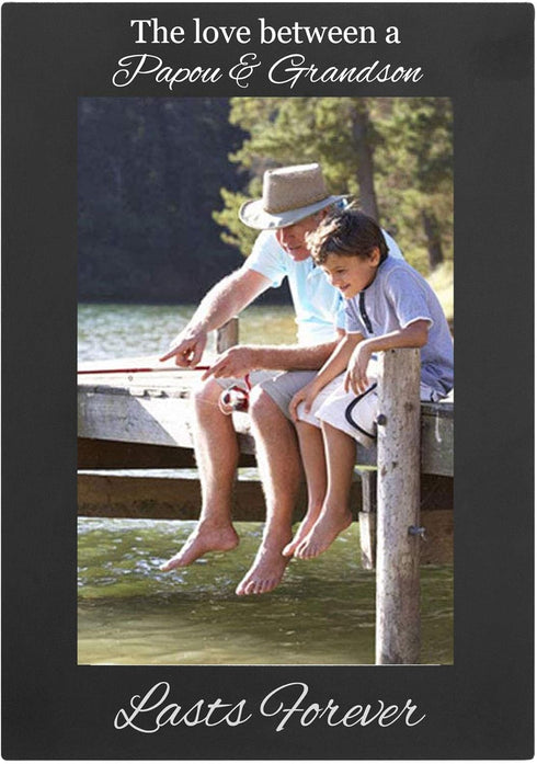 CustomGiftsNow The Love Between A Papou & Grandson Engraved Anodized Aluminum Personalized Family Photo Picture Frame