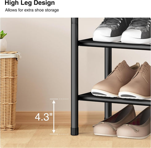 6 2-Tier 9 Closet STO STO Detachable Shoe and Boot Rack Organizer, Metal Stackable Boot Rack for Pairs, Shoe Rack