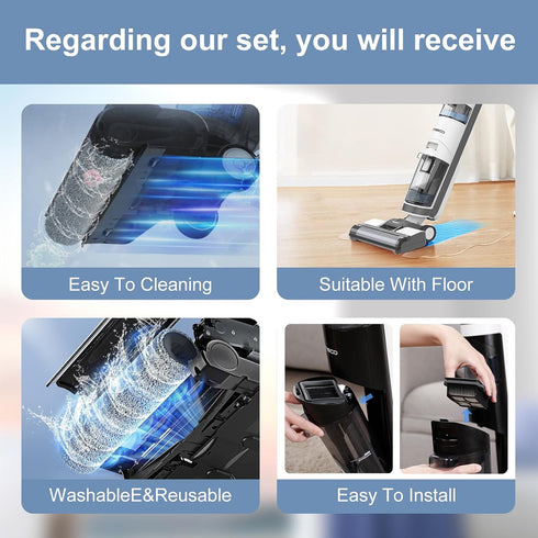 3 S3 5 Set 3 6 Vacuum Mop Replacement Parts Compatible with Tineco Roller Brush Replacement, Suitable with Ifloor