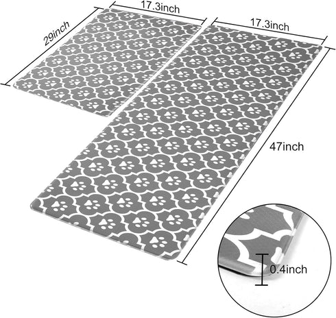 Grey Kitchen Mat Cushioned Anti-Fatigue: Waterproof Non-Skid Heavy Duty Comfort Standing Mat for Kitchen Home Office