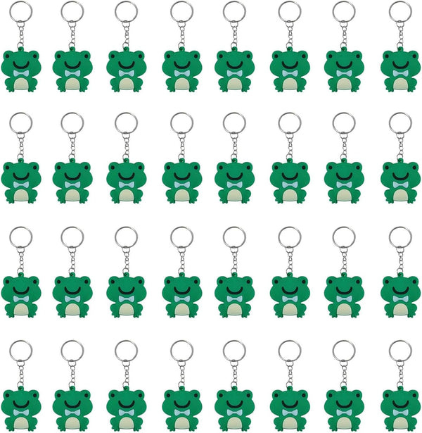 40 Pack Frog Keychains for Back to the 80s Party, Frog Themed Decorations, Birthday Party Bag Fillers
