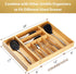 Umilife Bamboo Kitchen Utensils Organizer, Extra Long Flatware Cutlery Storage Box, Multi-Use Drawer Divider (Set of 2)