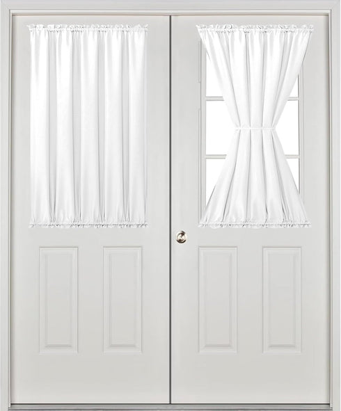 Hiasan French Door Curtains for Small Window, Rod Pocket Semi Sheer Privacy Curtains for Side Light Front Door, 1 Panel (White, W 52 inch x L 40 inch)