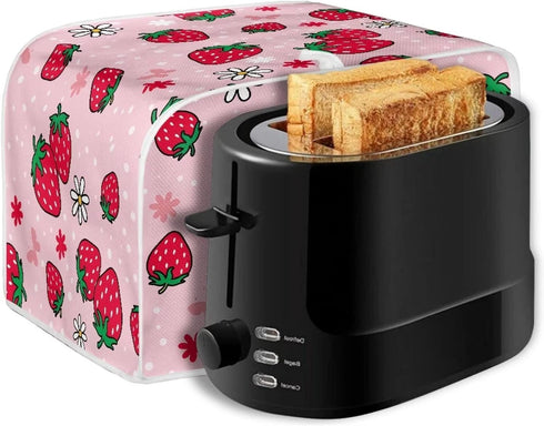 Daisy Strawberry Print Toaster Cover, Kitchen Small Appliance Cover, Pink, Machine Washable, Fingerprint Protection