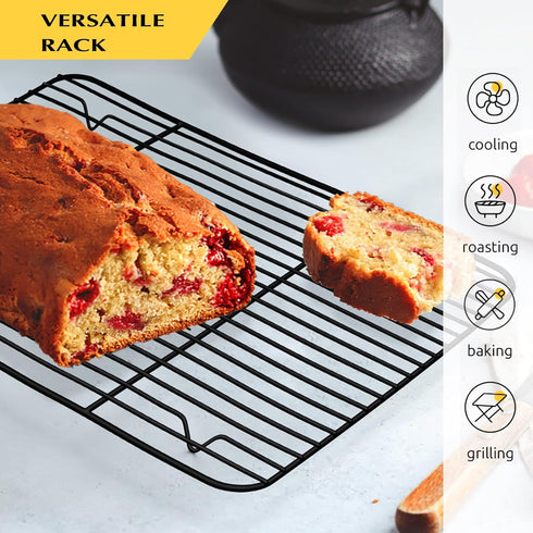 Cooling Baking Rack Set of 2, E-far 11.7” x 9” Non-stick Wire Racks for Oven Cooking, Easy to Clean