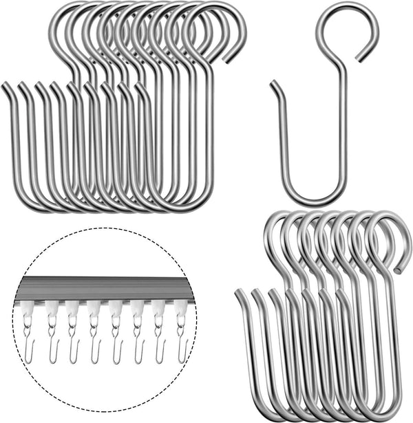 120 Pieces Metal Curtain Track Hooks, Stainless Steel Small S Hangers for Drapes and Ceiling Track