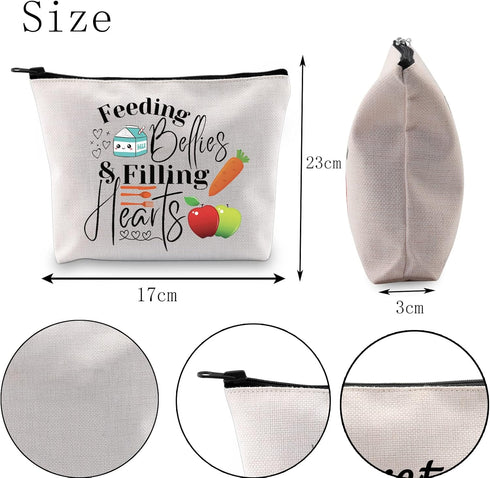 POFULL Gift for Cafeteria Worker - Feeding Bellies Filling Hearts Cosmetic Bag, Lunch Lady Gift (Feeding Bellies bag)
