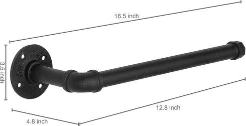 MyGift Paper Towel Holder Under Cabinet Paper Towel Holder Wall Mount, Industrial Pipe Matte Black Hanging Kitchen